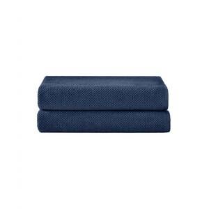 NEW UNDER THE CANOPY textured organic 2 piece bath towel set in navy